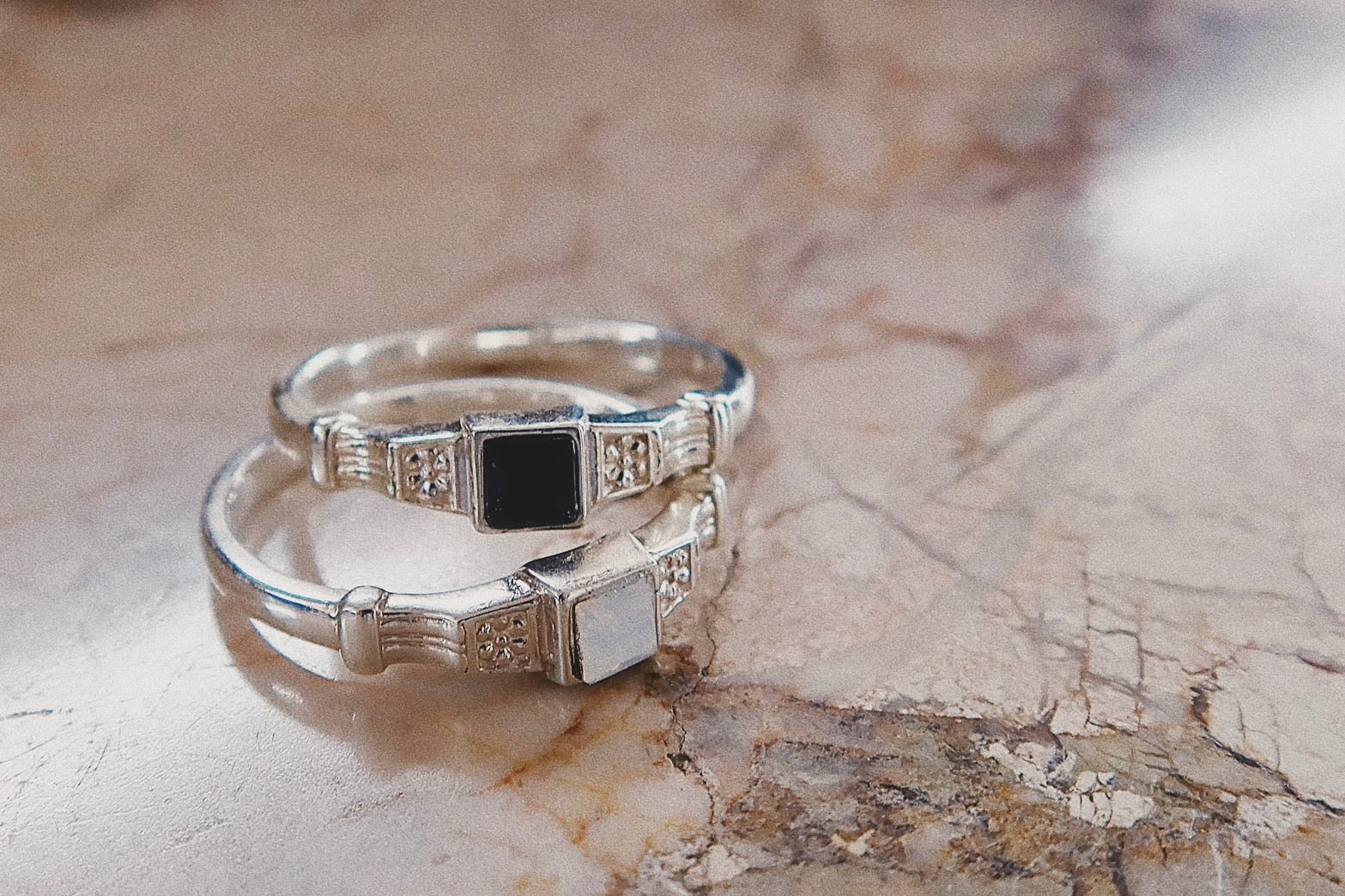 STONE VINTAGE RING（BLACK）